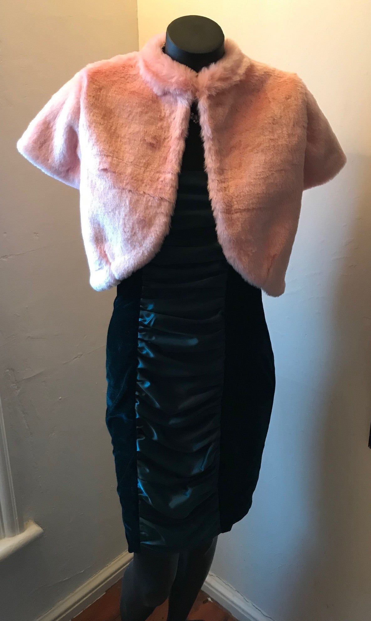 Chrystal Sloane Winter Cropped Imitation Pink Fur Jacket.